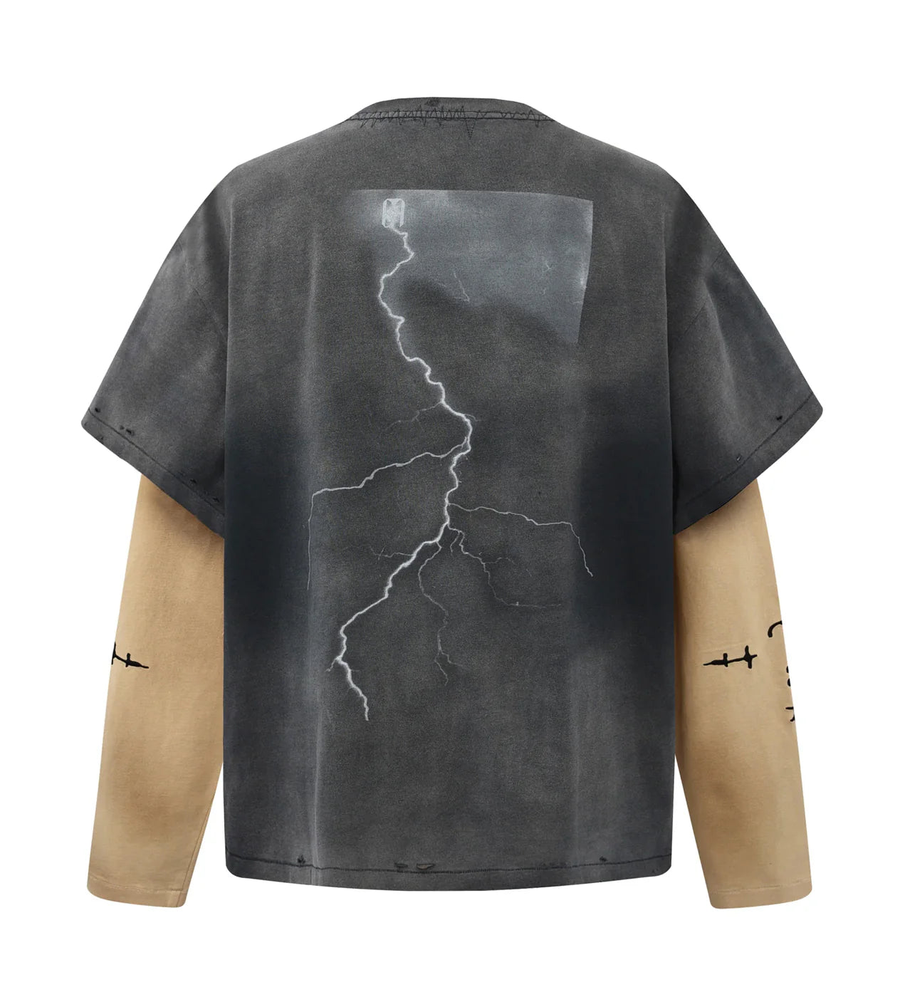 Birth of Royal Child Three Piece Distressed Stained L/S Tee Brown