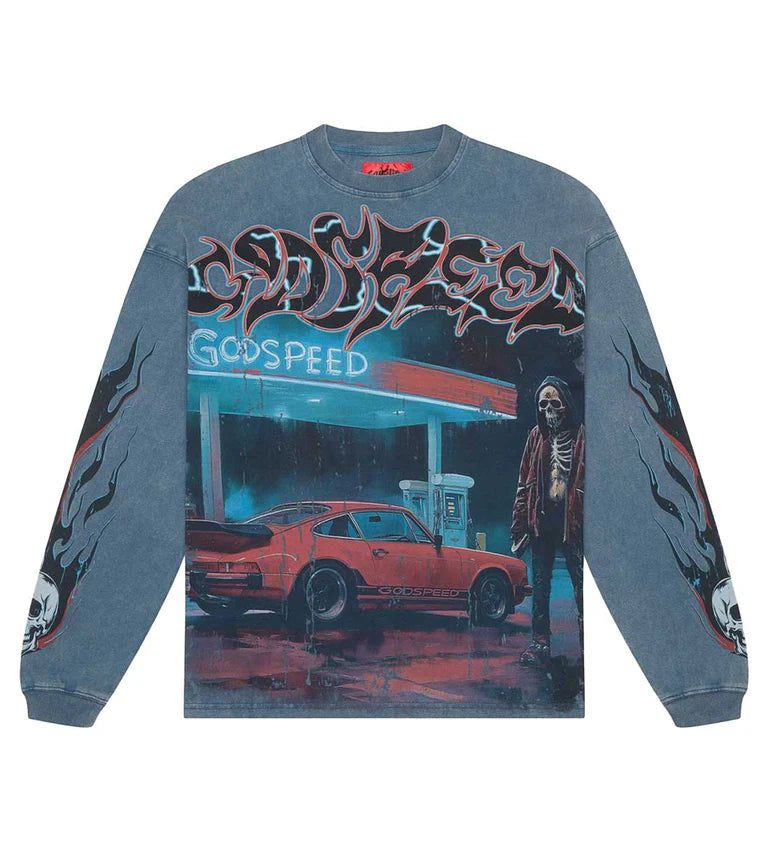 Godspeed Pitstop L/S Tee True Blue